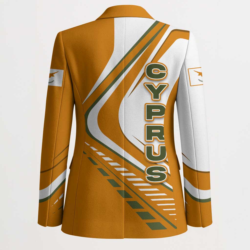 Cyprus Blazer with Orange White Abstract Streak Design and Flag Emblem - Wonder Print Shop
