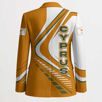 Cyprus Blazer with Orange White Abstract Streak Design and Flag Emblem - Wonder Print Shop