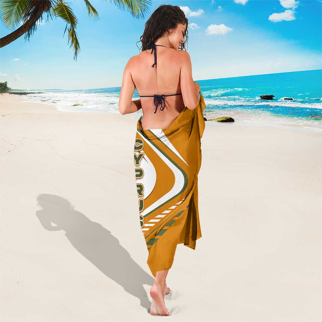 Cyprus Sarong with Orange White Abstract Streak Design and Flag Emblem - Wonder Print Shop