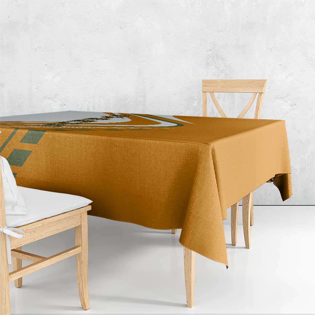 Cyprus Tablecloth with Orange White Abstract Streak Design and Flag Emblem - Wonder Print Shop