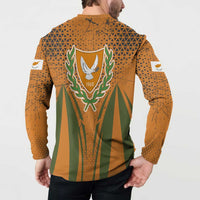 Cyprus Button Sweatshirt with Orange Green Grunge Design and Peace Dove Emblem - Wonder Print Shop