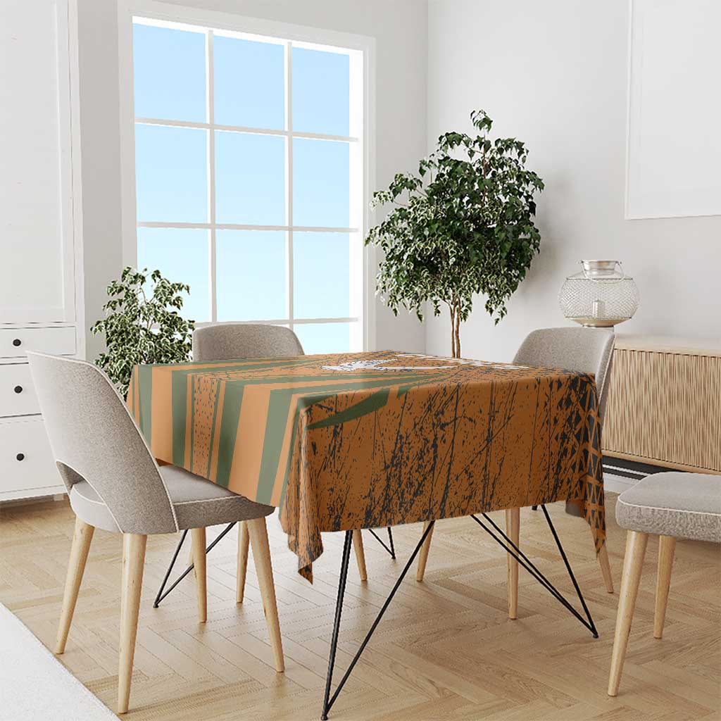 Cyprus Tablecloth with Orange Green Grunge Design and Peace Dove Emblem - Wonder Print Shop