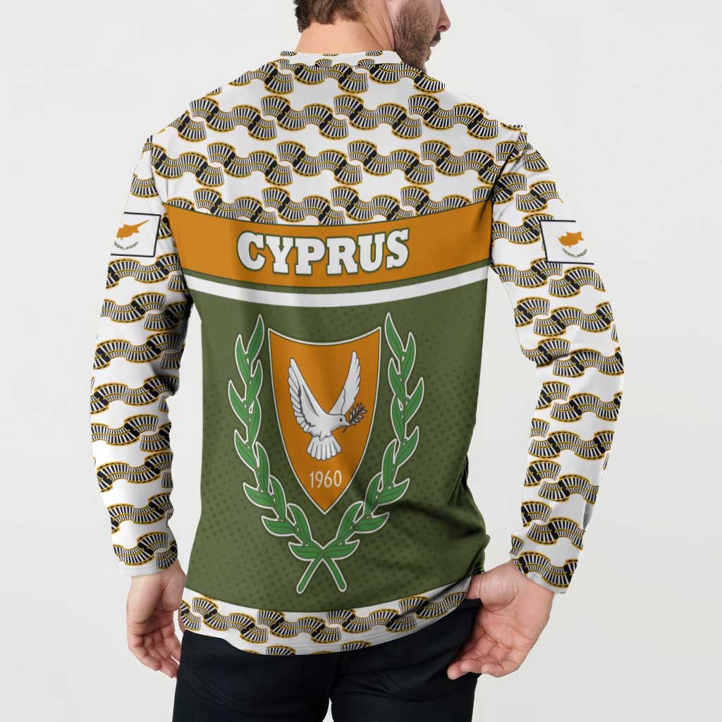 Cyprus Button Sweatshirt with Cyclamen Flower Illustration Design and National Emblem - Wonder Print Shop