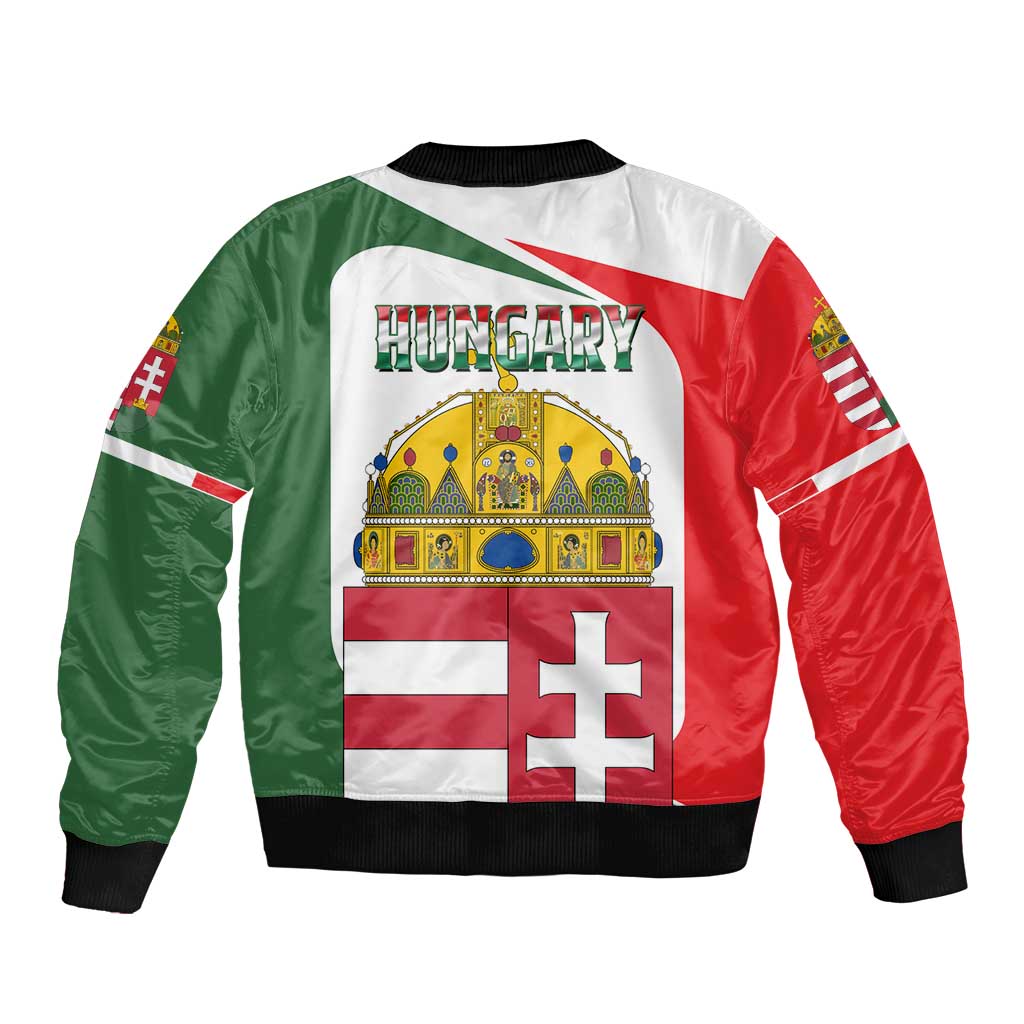 Hungary Bomber Jacket with Budapest Heart Illustration Design and Crown Emblem - Wonder Print Shop
