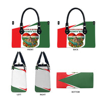 Tricolor tote bag set of views: front, back, sides, and bottom with Budapest emblem