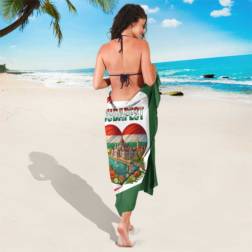 Hungary Sarong with Budapest Heart Illustration Design and Crown Emblem - Wonder Print Shop