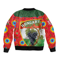 Hungary Bomber Jacket with Tokaj Vineyard Illustration Design and Grape Wine - Wonder Print Shop