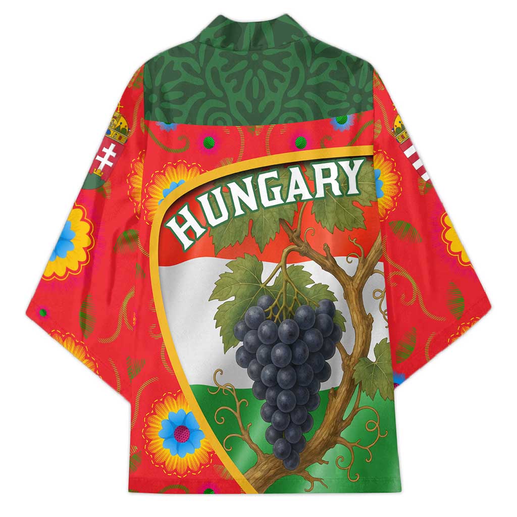 Multicolor Hungary kimono with grapevine and 'HUNGARY' back graphic