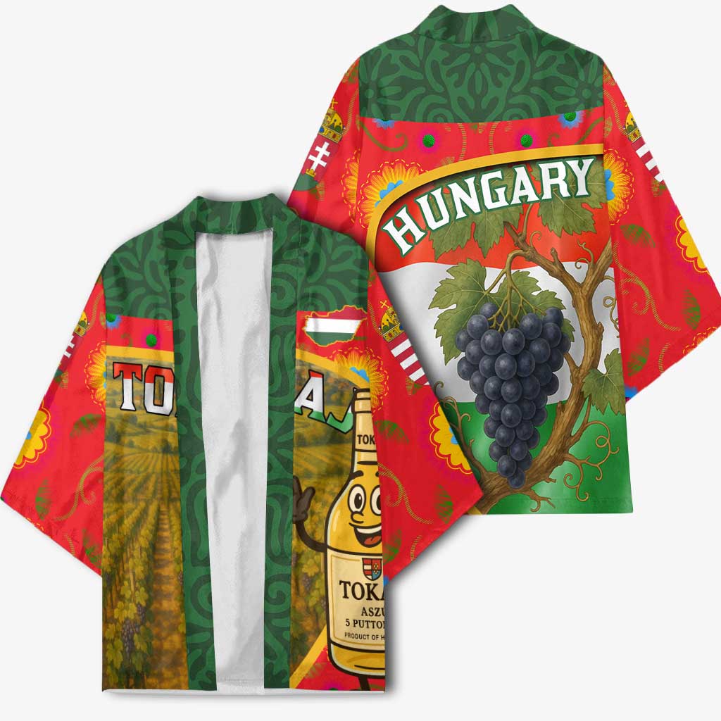 Set of two multicolor Hungary kimono tops, front and back shown