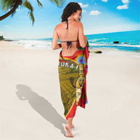 Multicolor TOKAJ vineyard sarong with side ties, red and green graphic pattern