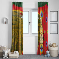 Hungary Window Curtain with Tokaj Vineyard Illustration Design and Grape Wine - Wonder Print Shop