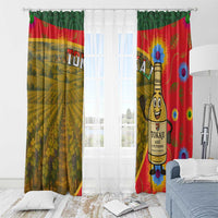 Hungary Window Curtain with Tokaj Vineyard Illustration Design and Grape Wine - Wonder Print Shop
