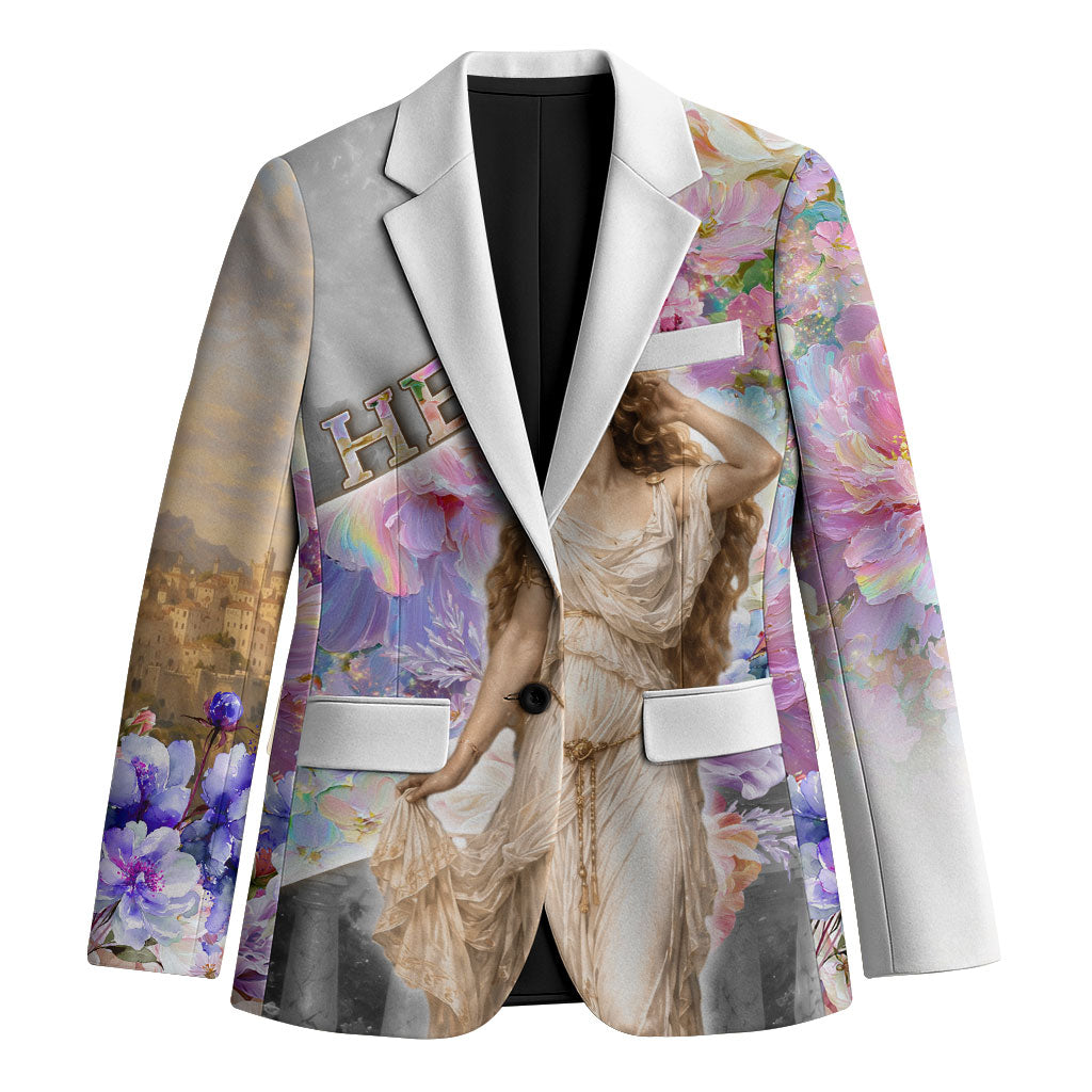 Helen Of Troy Blazer Ancient Greek Mythology Floral Goddess Portrait