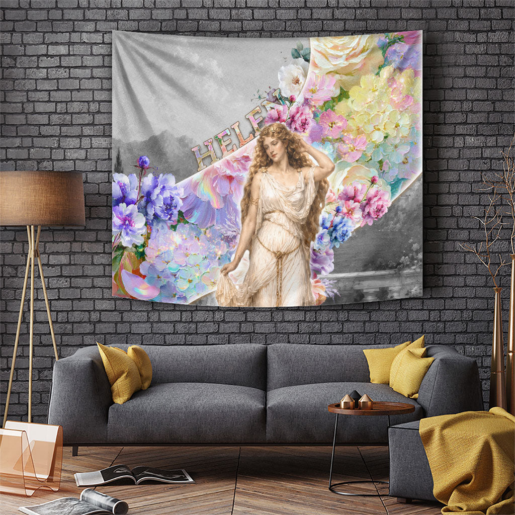 Helen Of Troy Tapestry Ancient Greek Mythology Floral Goddess Portrait
