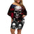 Skull Family Matching Off Shoulder Short Dress and Hawaiian Shirt American Demon - Wonder Print Shop