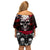 Skull Family Matching Off Shoulder Short Dress and Hawaiian Shirt American Demon - Wonder Print Shop