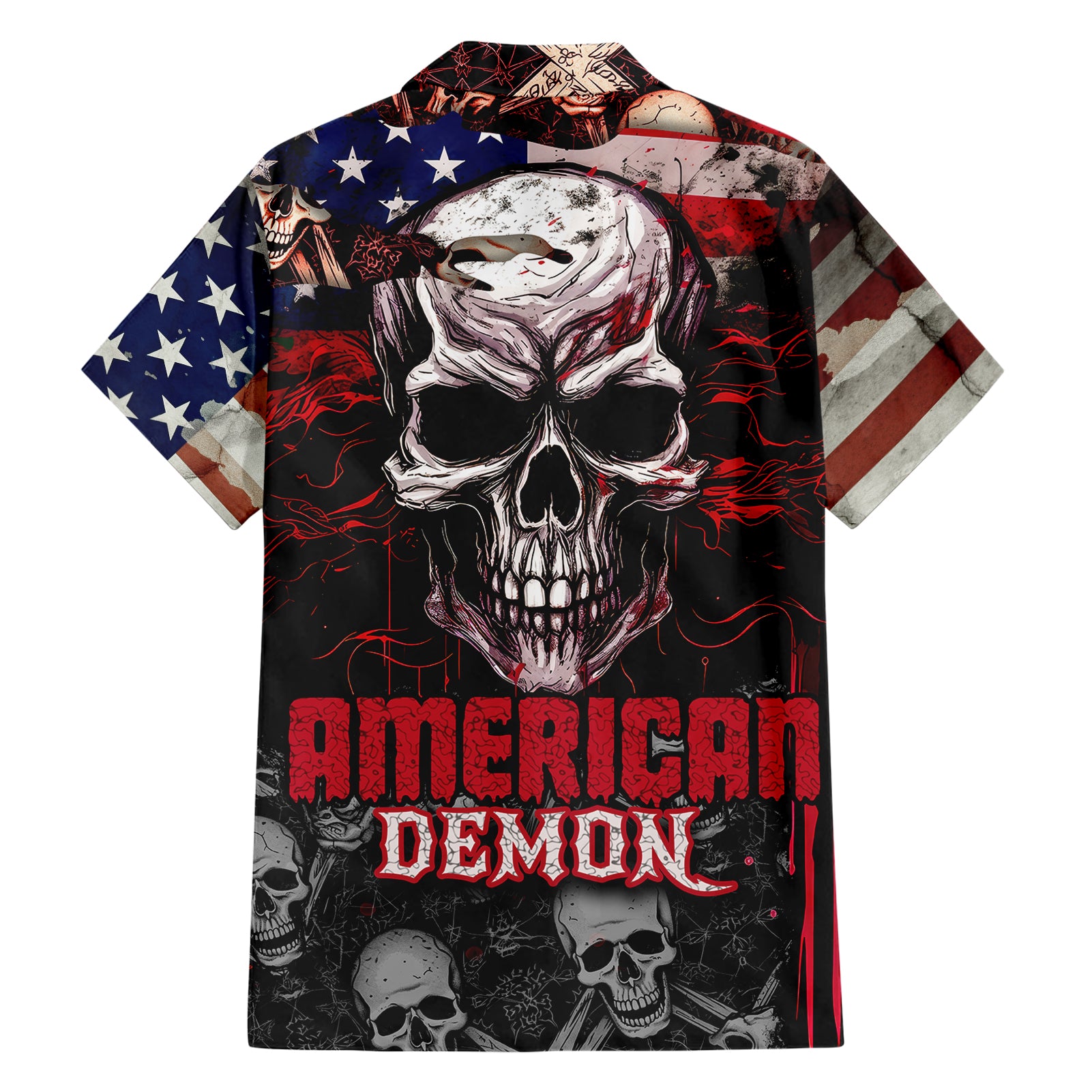 Skull Hawaiian Shirt American Demon - Wonder Print Shop