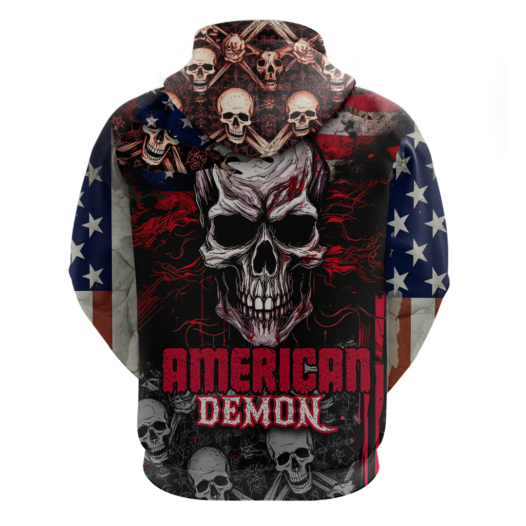 Skull Hoodie American Demon - Wonder Print Shop