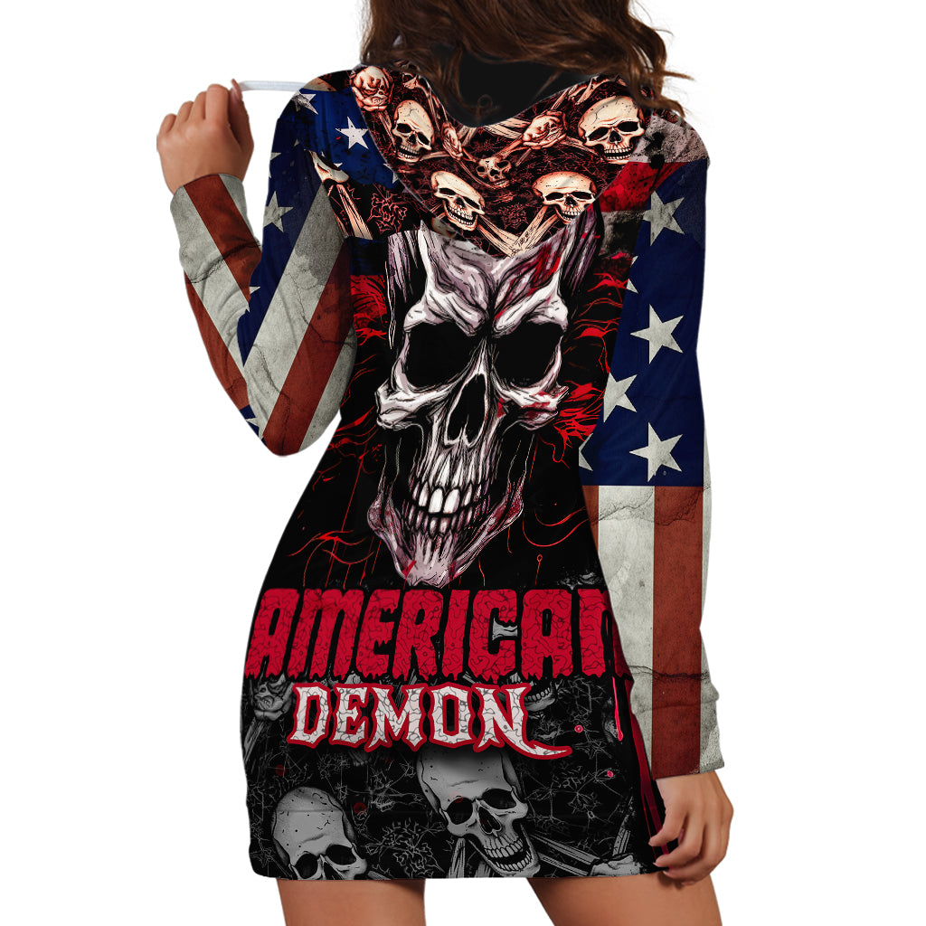 Skull Hoodie Dress American Demon - Wonder Print Shop