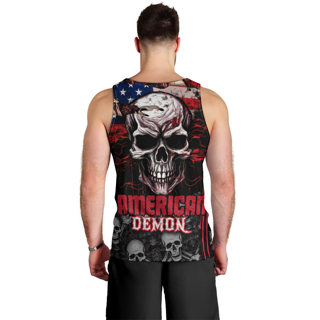 Skull Men Tank Top American Demon - Wonder Print Shop