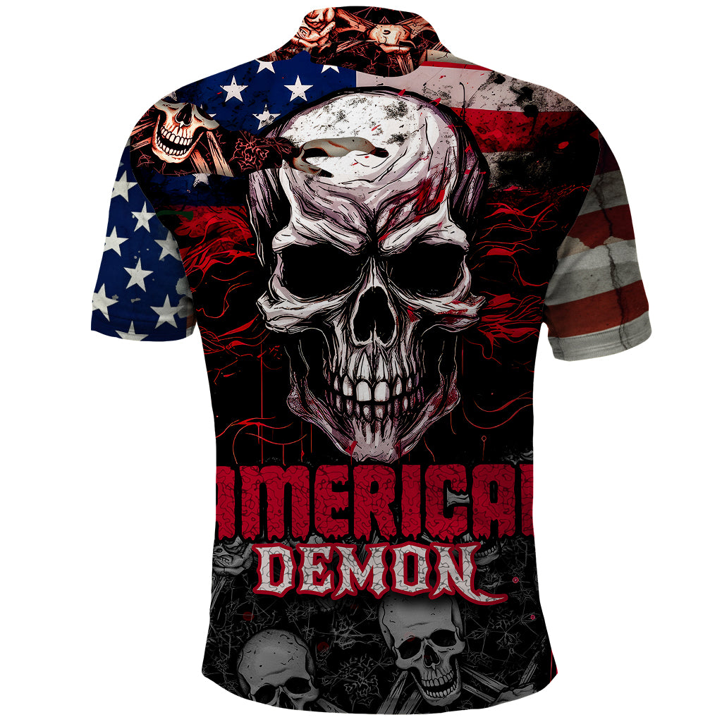 Skull Polo Shirt American Demon - Wonder Print Shop