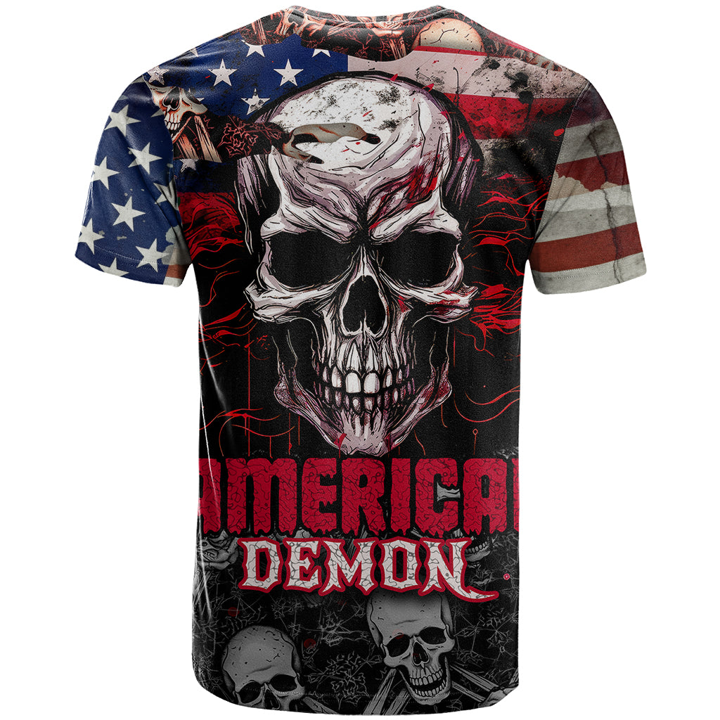 Skull T Shirt American Demon - Wonder Print Shop