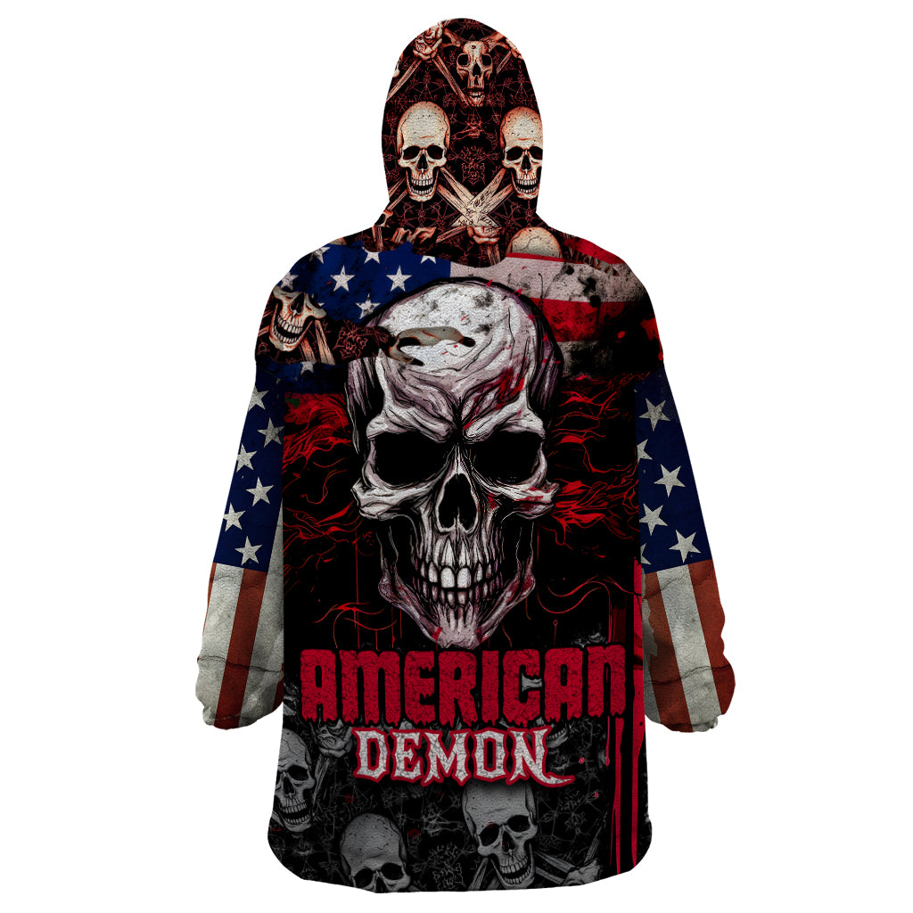 Skull Wearable Blanket Hoodie American Demon - Wonder Print Shop