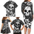 Skull Family Matching Long Sleeve Bodycon Dress and Hawaiian Shirt Cute Skull Fun and Floral - Wonder Print Shop