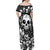 Skull Family Matching Off Shoulder Maxi Dress and Hawaiian Shirt Cute Skull Fun and Floral - Wonder Print Shop