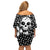 Skull Family Matching Off Shoulder Short Dress and Hawaiian Shirt Cute Skull Fun and Floral - Wonder Print Shop