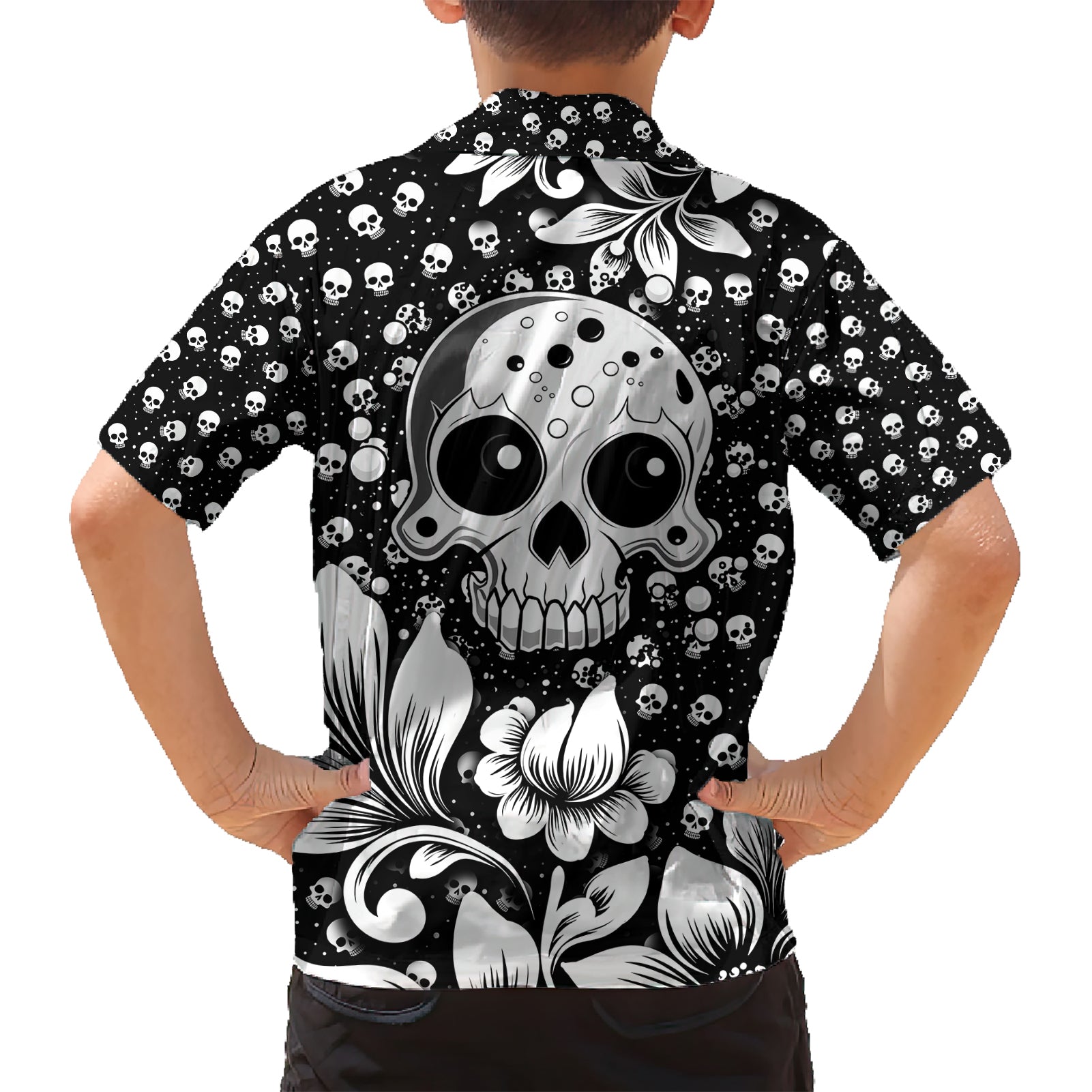 Skull Kid Hawaiian Shirt Cute Skull Fun and Floral - Wonder Print Shop