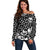 Skull Off Shoulder Sweater Cute Skull Fun and Floral - Wonder Print Shop