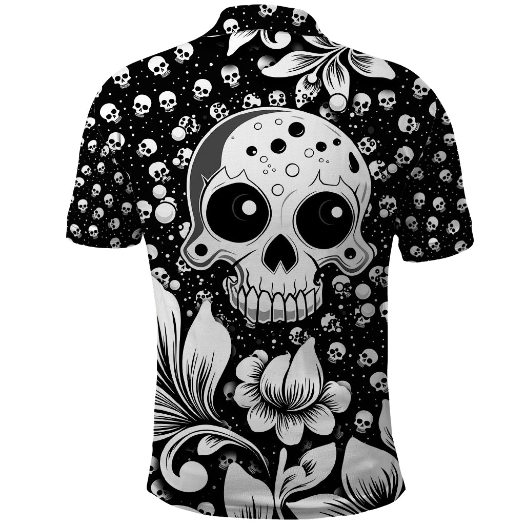 Skull Polo Shirt Cute Skull Fun and Floral - Wonder Print Shop