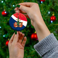 France Christmas Ceramic Ornament with Eiffel Tower Chipmunks Candy Canes and Starry Night Design - Wonder Print Shop