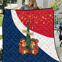 France Christmas Quilt with Eiffel Tower Chipmunks Candy Canes and Starry Night Design - Wonder Print Shop