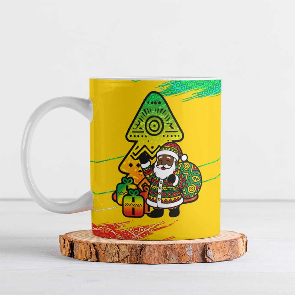 Congo Christmas Ceramic Mug with African Santa Tribal Tree and Colorful Gift Design - Wonder Print Shop