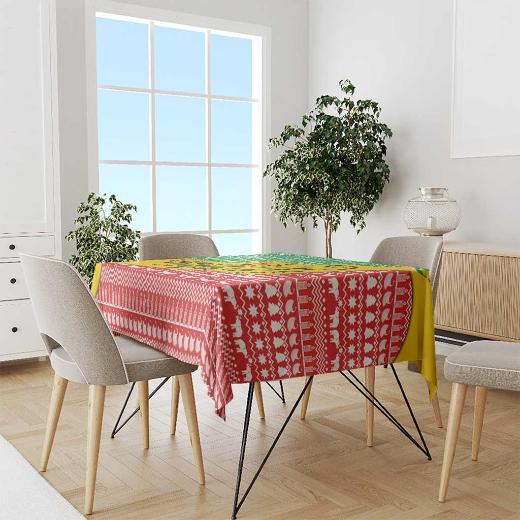 Congo Christmas Tablecloth with Tribal Tree Design Coat of Arms and Animal Pattern - Wonder Print Shop