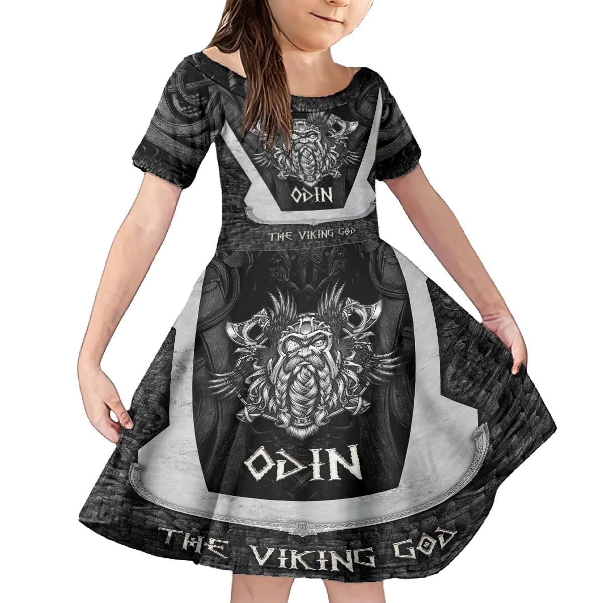 Odin The Viking God Kid Short Sleeve Dress - Wonder Print Shop