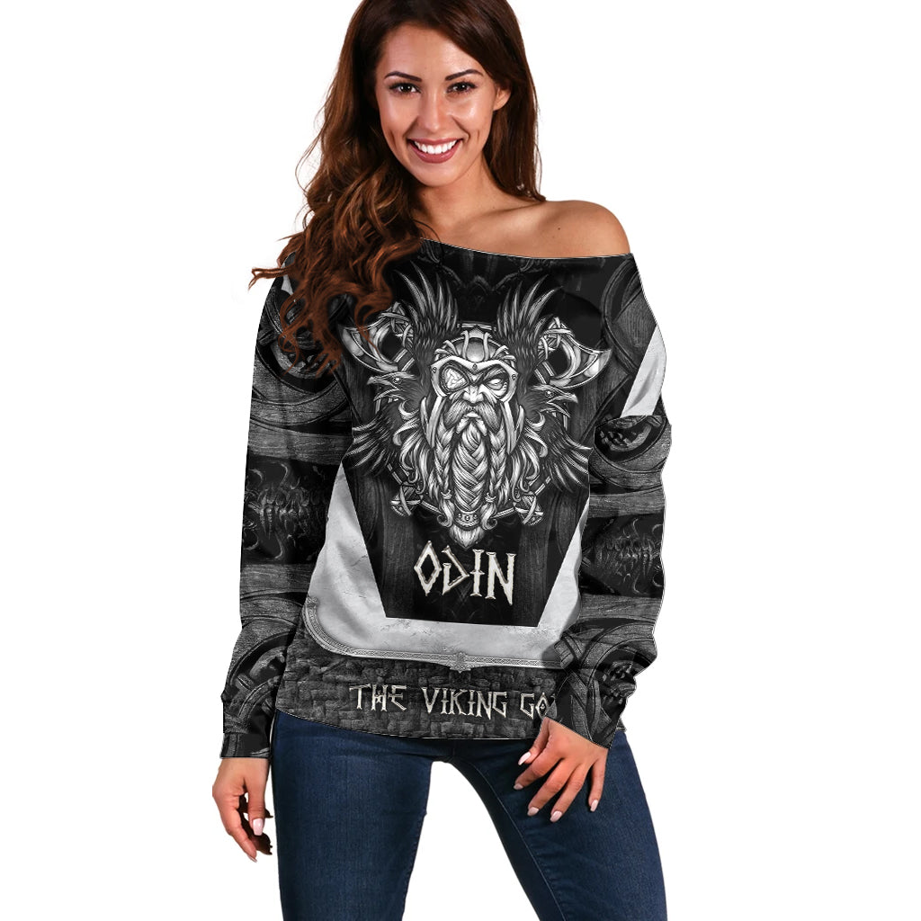 Odin The Viking God Off Shoulder Sweater - Wonder Print Shop