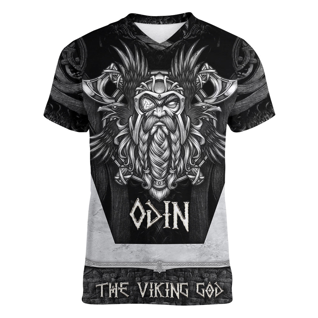 odin-the-viking-god-women-v-neck-t-shirt