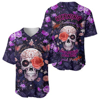 Pair of multicolor baseball jerseys with skull and floral artwork