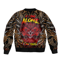 Multicolor bomber jacket with bold back graphic, flame swirls, ribbed cuffs