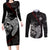 Viking Valhalla Couples Matching Long Sleeve Bodycon Dress and Long Sleeve Button Shirts Skull And Axe - Wonder Print Shop