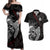 Viking Valhalla Couples Matching Off Shoulder Maxi Dress and Hawaiian Shirt Skull And Axe - Wonder Print Shop