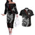 Viking Valhalla Couples Matching Off The Shoulder Long Sleeve Dress and Hawaiian Shirt Skull And Axe - Wonder Print Shop