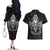 Viking Valhalla Couples Matching Off The Shoulder Long Sleeve Dress and Hawaiian Shirt Skull And Axe - Wonder Print Shop