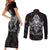 Viking Valhalla Couples Matching Short Sleeve Bodycon Dress and Long Sleeve Button Shirts Skull And Axe - Wonder Print Shop