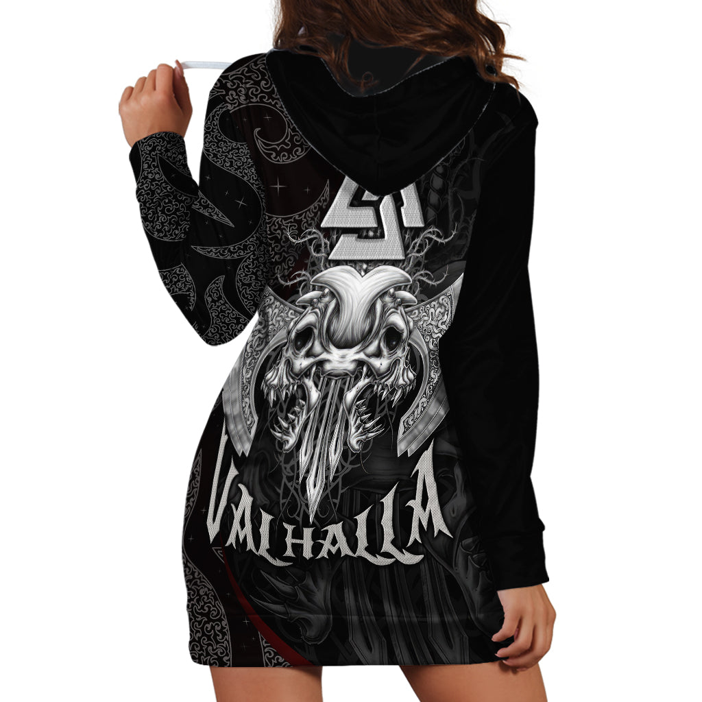 Viking Valhalla Hoodie Dress Skull And Axe - Wonder Print Shop