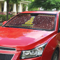Merry Chickmas Christmas Auto Sun Shade with Yellow Chickens Tree Design and Snowflake Pattern - Wonder Print Shop