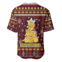 Merry Chickmas Christmas Baseball Jersey with Yellow Chickens Tree Design and Snowflake Pattern - Wonder Print Shop